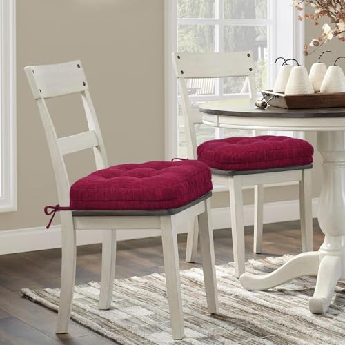 Shinnwa Kitchen Chair Cushions Set of 6, Dual-Layer Memory Foam Dining Chair Cushions, Patented Design Seat Pads with Ties, 16.5 x 16.5 x 3.5in, 6 Pack, Burgundy - color: Burgundy, size: 6 Count (Pack of 1)