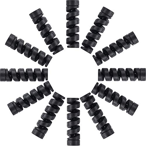 Jetec 24 Pcs Charger Cable Protector,Silicone Flexible Cable Saver,Spiral USB Mouse Wire Protector for Headphone Laptop Earphone Cell Phone Wrap Accessories (Black) - color: Black