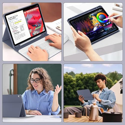Case with Keyboard for iPad Air 11 Inch M4/M3/M2, Purple | for iPad Air 5th/4th Generation 10.9 Inch, Magnetic Detachable Bluetooth Keyboard Cover with Pencil Holder, Auto Sleep/Wake - color: Purple