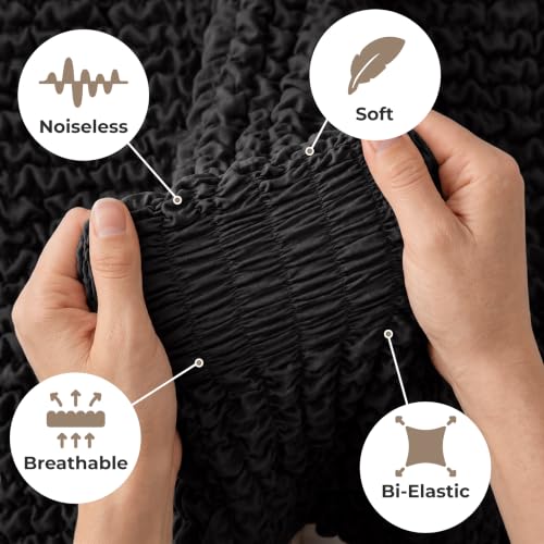 Premium Stretch Couch Covers for Sofa - Sofa Chair Cover Washable, Dogs & Pets Friendly - Elastic Polyester Loveseat Slipcovers - Non-Slip Love Seat Couch Covers - Black (64"-85" Wide) - color: Black, size: 64"-85" Wide
