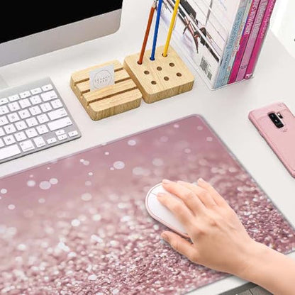 Gaming Mouse Pad Large, Keyboard Mouse Mat Desk Pad, Non-Slip Rubber Base with Stitched Edges Mousepad, 31.5X11.8 inch Pink Glitter Abstract Design - color: Pink Glitter Abstract Design