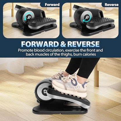 Under Desk Elliptical Machine, Eliptical Leg Exerciser As Seen On TV with Remote,12 Speed Levels for Whole Family,Forward & Reverse Direction, Auto & Manual Mode, Quiet Portable Machine, Home & Office