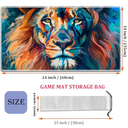 MTG Playmat, Smooth Surface Game Play Pad MTG TCG 24 x 14 inch with Storage Bag, Non-Slip Mouse Pad Card Fighting Game, Painted Lion - color: Painted Lion
