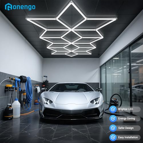 Rhombus LED Garage Light - Hexagonal Snow Lights, 710W 78100LM Super Bright Garage Ceiling Lights, Larger Size Honeycomb Light for Warehouse, Workshop, Gym, Car Basement - size: Snow