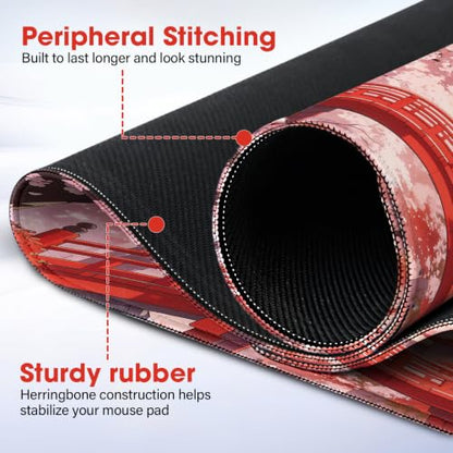 Large Mouse Pad 31.5x15.7 Inch - Starter Desk Mat for Office and Gaming, Non Slip Rubber Bottom, Stitched Edges, Easy Clean, Maple Leaf - color: Maple Leaf, size: 31.5" x 15.7"