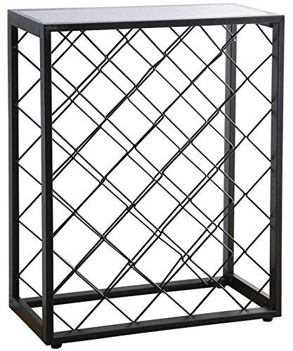 Mango Steam 32 Bottle Wine Rack with Black Glass Top Shelf, Free Standing for Home, Kitchen and Bar - color: Black, size: 32 Bottle