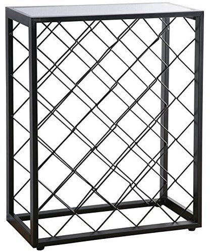 Mango Steam 32 Bottle Wine Rack with Black Glass Top Shelf, Free Standing for Home, Kitchen and Bar - color: Black, size: 32 Bottle