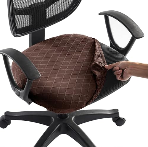 Stretch Jacquard Office Chair Cover, Removable Washable Desk Chair Cover, Anti-dust Seat Cushion Protectors - Chocolate - color: Chocolate, size: Chair Seat Cover