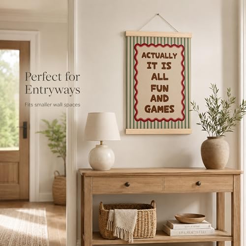 DEQSX Funny Gaming Game Room Wall Art Hanging Poster, Retro Red and Green Actually It Is All Fun and Games Canvas Prints Wall Decor for Game Room Playroom Bedroom Home, 12x16 Inches