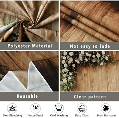 10x8ft Polyester Wedding Backdrop Rustic Floral Flower Wood Wall Backdrop Bridal Shower Reception Ceremony Photography Background Wedding Proposal Party Birthday Party YouTube Photo Prop - size: 10x8ft-Polyester