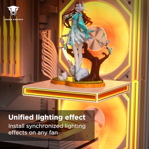 PC Case ARGB Square Figurine Shelf, Figure Stand, Infinity Mirror Design Floating PC Shelf for Figure - 120mm Fan Accessories-White - color: White