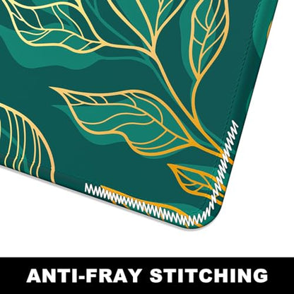 BOSOBO Large Mouse Pad, XXL XL Extended Gaming Mouse Mat, Desk Mat for Office & Home, Long Keyboard Mat, Huge Desktop Full Cover 31.5 x 11.8 Inches, Artistic Luxury Leaves Green - color: Artistic Luxury Leaf Line, size: XL - 31.5 x 11.8 Inches