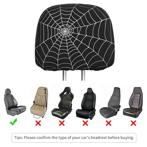 Dujiea 2 Pack White Spider Web Car Headrest Covers, Universal Soft Car Seat Head Rest Cover Protector, Vehicle Accessories Fabric Headrest Cover for Cars Vans Trucks - color: White Spider Web