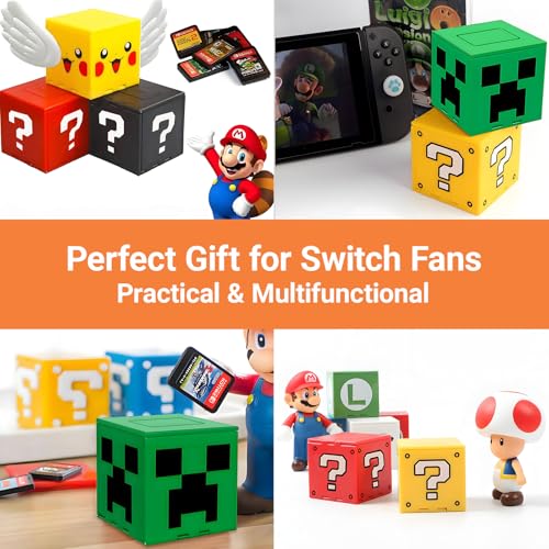 QUBAMG Switch 2 Game Case Compatible with Nintendo Switch 2 & Switch & Oled & Lite Cartridges, 41 Slots Foldable Switch Game Holder Portable Cute Game Card Storage Box Cube, Retro Gift Yellow - color: Yellow Smile