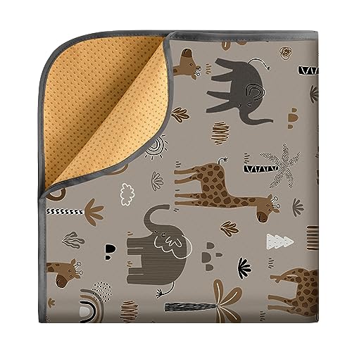 Blissful Diary Baby Splat Mat for Under High Chair, 50.4 x 50.4 Inch Wipeable Splash Mat, Waterproof and Washable, Anti-Slip Floor Protector, Elephant&Giraffe - color: Elephant&giraffe