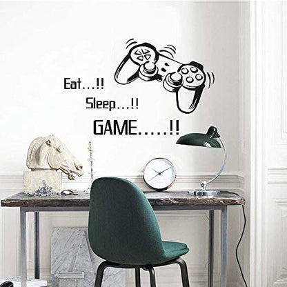 SITAKE Game Room Decor, “EAT Sleep Game Repeat” Boys Room Decorations for Bedroom, Kids Wall Decor and Wall Stickers for Playroom, 22.0 × 22.0 Inch (Style 1)