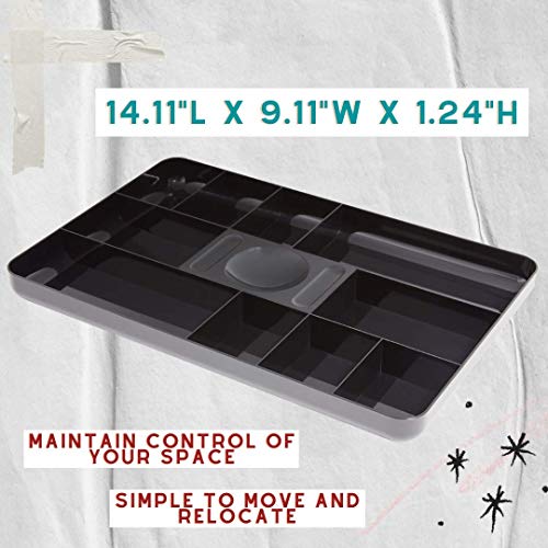 1InTheOffice Desk Drawer Organizer Tray, 13-Compartment Office Desk Drawer Organizer Black