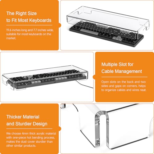 BEEGO Mechanical Computer Keyboard Cover - Clear Acrylic Keyboard Cover Keyboard Dust Cover Mechanical Keyboard Cover Full Size Keyboard Protector - color: Clear, size: 1 PCS