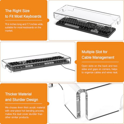BEEGO Mechanical Computer Keyboard Cover - 2PCS Clear Acrylic Keyboard Cover Keyboard Dust Cover Mechanical Keyboard Cover Full Size Keyboard Protector - color: Clear, size: 2 PCS