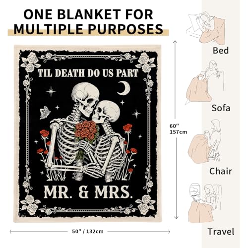 Wedding Gifts for Couples 2026, Soft Flannel Mr and Mrs Blanket, Bridal Shower Gifts, The Marriage Newly Wed Gifts for the Couple, Anniversary Romantic Gifts for Women Men - 50" x 60" - color: Mr&mrs