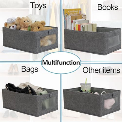 Fordonral 4 Pack Closet Organizers and Storage Bins, Storage Containers for Organizing Clothing, Jeans, Toys, Books, Shelves, Wardrobe - Closet Organizer, Large Storage Boxes Baskets with Window