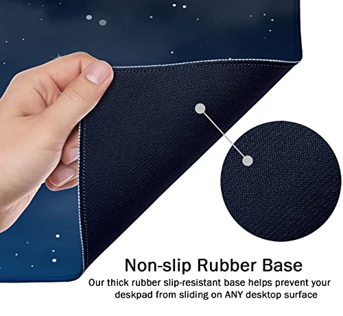 SSOIU Night Sky with Clouds and Many Stars - Extra Large Desk Mat, Cute Desk Pad, Aesthetic Gaming Mousepad - 35.5 x 15.7 inch - color: Night Sky With Clouds