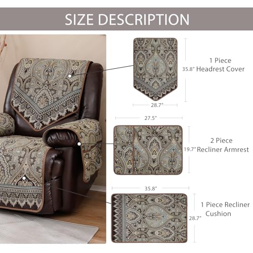 Recliner Chair Covers Non Slip Waterproof Large Recliner Covers for Leather Recliner,Electric Reclining Chair Covers for Living Room Dog Sofa Recliner Cover (FLKF-Brown) - color: Flkf-brown