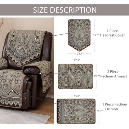 Recliner Chair Covers Non Slip Waterproof Large Recliner Covers for Leather Recliner,Electric Reclining Chair Covers for Living Room Dog Sofa Recliner Cover (FLKF-Brown) - color: Flkf-brown