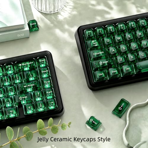dagaladoo Clear keycaps,Transparent Keyboard keycaps,Jelly Key caps Set,Shine Through keycap，MDA Profile Keyboard caps for Mx Switches Mechanical Keyboard(Dark Green) - color: Dark Green