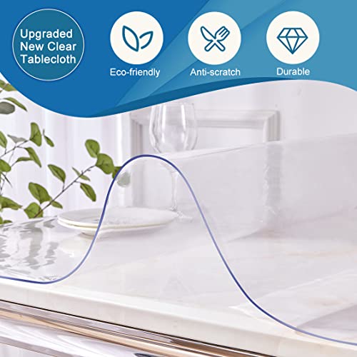 Large Clear Table Top Protector Plastic Wipeable Table Cloth Cover Pad Thick Protective Clear Art Desk Blotter Mat Cover PVC Vinyl Cloths Dining End Tabletop Furniture Pad Waterproof 34x96 - size: 34" x 96" (Rectangular)