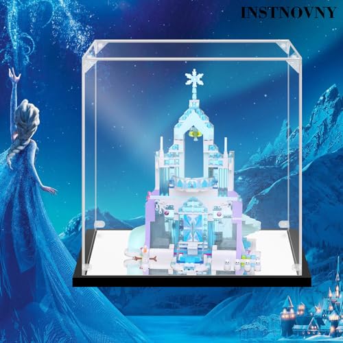 Acrylic Display Case for Collectibles Assemble Acrylic Display Box for Lego 43172 Castle Building Toys Clear Acrylic Case for Display Trophy Figures Dolls(Black,13.8*9.8*13.8 inch) - size: 13.8*9.8*13.8 inch