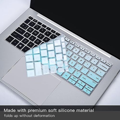 2PCS Keyboard Cover Skin for HP EliteBook 830 835 840 845 1040 G9 G10 13.3 & 14 inch 2025-2022, HP EliteBook 14 inch Keyboard Protector(Not fit 840 845 1040 G11 G8 G7 G6 G5 G4 G3),Gradual Mint+Clear - color: Gradual Mint+Clear