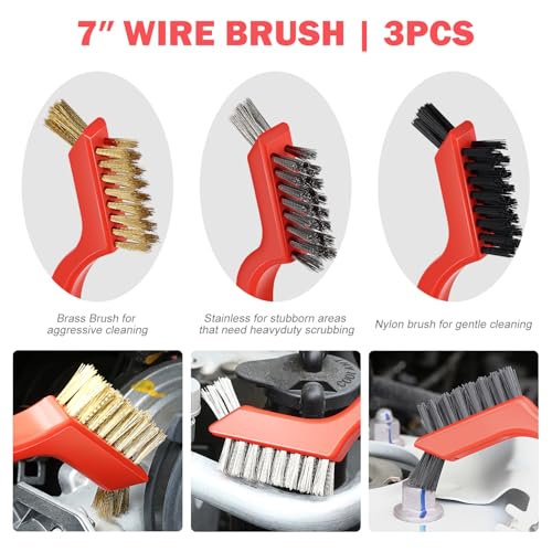 DNA Motoring 25pcs Car Detailing Brush Set, Car Detailing Kit, Interior Kit with Drill Brush Set, Windshield Cleaning Tool, Professional Car Care kit for Interior & Exterior, Wheel, TOOLS-00278-A - color: Blue+Red+Green x2