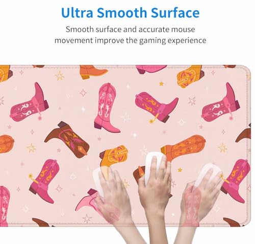 Gaming Mouse Pad, XXL Extended Computer Keyboard Long Mouse Mat, Large Desk Pad for Office Laptop, Non-Slip Rubber Base with Stitched Edge Mousepad, 31.5X11.8 inch Cowgirl Boots Pattern - color: Cowgirl Boots Pattern, size: 31.5" x 11.8"