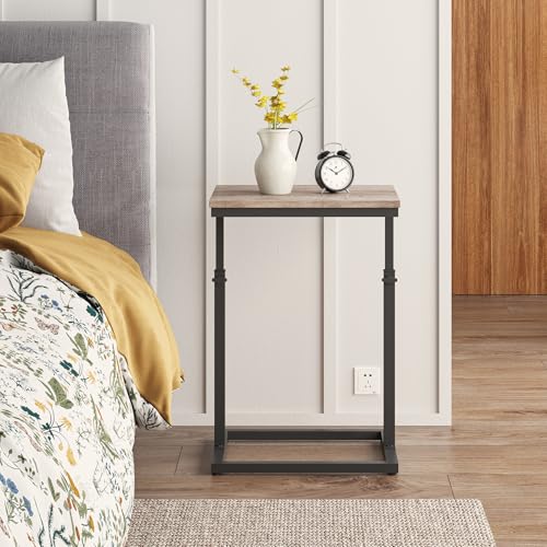 TUTOTAK End Table, Side Table, Tall Couch Table, Sofa Table, Living Room, Bedroom,Greige TB01BG083P - color: Greige, size: 1 Pack, style: Large