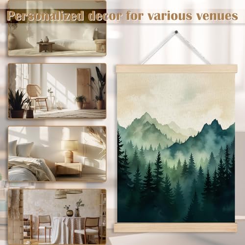 FITIE Misty Foggy Green Mountain Forest Canvas Wall Art Poster, Nature Room Decor, Dark Green Pine Forest Landscape Scenic Wall Decor Prints for Home Bedroom Living Room, 12x16 Inches - color: Color-Mountain Lakeside Landscape 03
