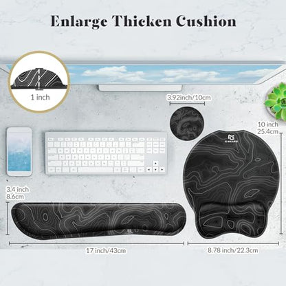 Gimars Upgrade 3 in 1 Enlarge Superfine Smooth Gel Ergonomic Mouse Pad Wrist Support and Keyboard Wrist Rest for Computer, Laptop, Mac, Gaming and Office, Durable, Comfortable and Pain Relief, Map - color: Map