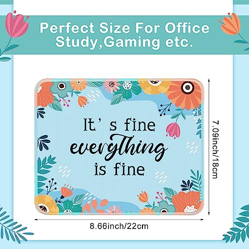 Kanayu 12 Pcs Inspirational Mouse Pad Bulk Fun Floral Mouse Pad with Motivational Quotes Square Non Slip Rubber Mousepad for Desk Office Home Laptop Computer