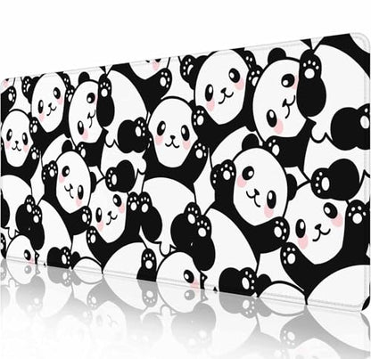 Gaming Mouse Pad Large, Keyboard Mouse Mat Desk Pad, Non-Slip Rubber Base with Stitched Edges Mousepad, 31.5X11.8 inch Cute Panda - color: Cute Panda, size: 31.5L x 11.8W inches