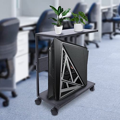 2 Tier Computer Tower Stand, CPU Holder Stand Cart with Rolling Caster Wheels, Mobile PC Tower Stand for Office Home Gaming Accessories Fits Most PC