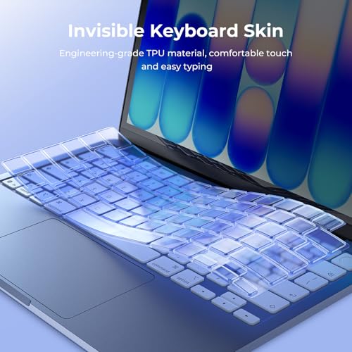 EooCoo Premium Keyboard Cover Skin Protector, Laptop Accessories Compatible with 2026 2025 2024 2023 2022 2021 M5-M1 Pro/Max MacBook Pro 14/16, M5-M2 MacBook Air 13/15, 2026 Mac Neo 13, Indigo Clear - color: Indigo Clear