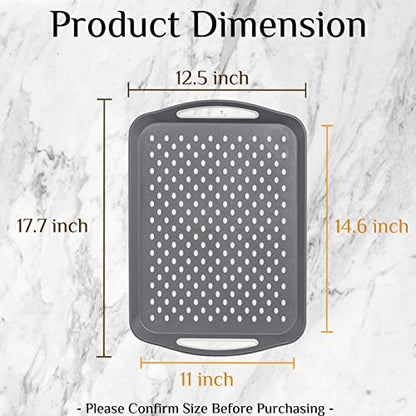17.7" x 12.5" Anti-Slip Serving Trays with Handles, 3 Pcs X-Large Rectangular Food Serving Tray for Lap, Food Trays for Eating on Couch, Reusable and Durable, Grey - color: Gray