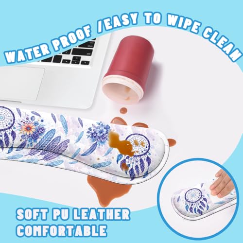 Boho Dreamcatcher Desk Mat Set Watercolor Purple Feather Floral Mouse Pad with Wrist Rest 4in1 Desk Mat for Desktop Ergonomic Computer Desk Arm Wrist Anti-Slip Computer Mouse Pad Home Office Gaming - color: Boho Dreamcatcher