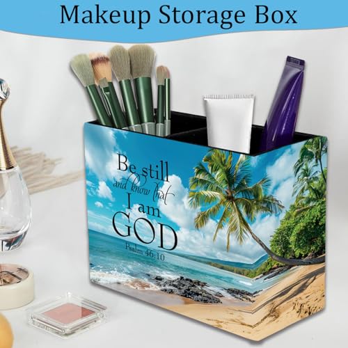 Pen Holder and Anti-Slip Mouse Pad Combination, Makeup Brush Storage Box, Tableware Storage Box, Suitable for Office and Home - Beaches and Palm trees - color: Beaches and Palm trees