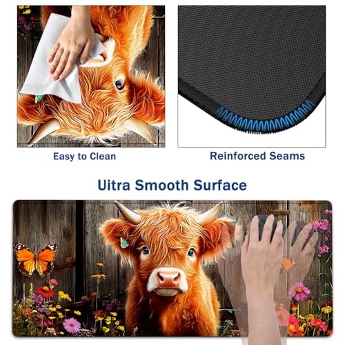 Large Mouse Pad + Keyboard Wrist Rest Set, Extended Gaming Mousepad (31.5X11.8 inch) with Non-Slip Rubber, Ergonomics Memory Foam Mouse Wrist Rest Support, Highland Cow Baby Pattern XXL Desk Pad - color: Yu-Mouse Pad-3-B56