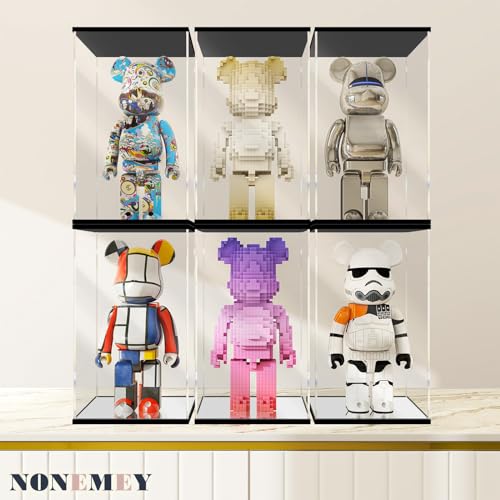 NONEMEY Clear Acrylic Display Case with Remote Control Light for Bearbrick, Dustproof Model Showcase Organizer Box, Display Case for Collectibles Bearbrick (9.8×7.9×16.5inch,25×20×42cm) - size: 9.8×7.9×16.5 inch, 25×20×42 cm