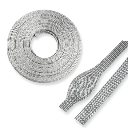 Tinned Copper Braid Metal Cable Shielding Sleeve Ground Straps Interference Wire Sheathing Flat Mesh (5/16 in Wide(0.20 in Dia)-28ft) - size: 5/16 in Wide(0.20 in Dia)-28ft