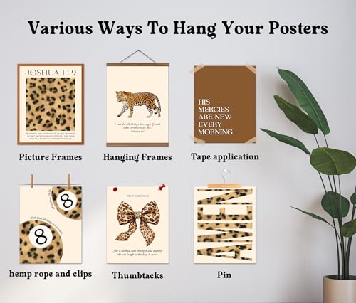 Isfvqyub Preppy Cheetah Leopard Wall Art, Aesthetic Bible Verse Stockholm Poster For Girl Boy, Trendy Bow Lucky 8 Ball Wall Decor For Bedroom Dorm College Apartment Office, Set Of 6 -A03 - size: Cheetah