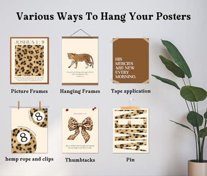 Isfvqyub Preppy Cheetah Leopard Wall Art, Aesthetic Bible Verse Stockholm Poster For Girl Boy, Trendy Bow Lucky 8 Ball Wall Decor For Bedroom Dorm College Apartment Office, Set Of 6 -A03 - size: Cheetah