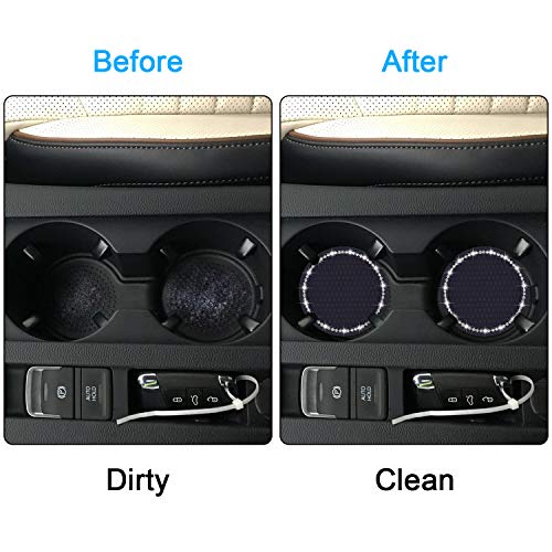 Bling Car Coasters, Wisdompro 2 Pack PVC Car Cup Holder Insert Coaster - Anti Slip Universal Vehicle Interior Accessories Crystal Glitter Cup Mats for Women and Men(2.75" Diameter, Black) - color: Black